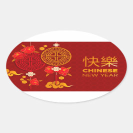 Kinas nyår för tigern ovalt klistermärke