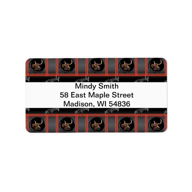 Kinas Ox-år - starkt Adressetikett (Framsidan)