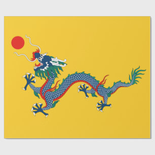 Kinas Qingdynastins flagga (kinesisk drake) (asiat Presentpapper