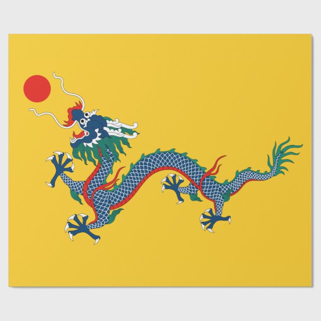 Kinas Qingdynastins flagga (kinesisk drake) (asiat Presentpapper (Platt)