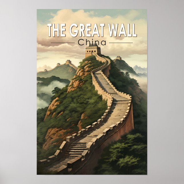 Kinas stora mur resa konst vintage poster (Framsidan)