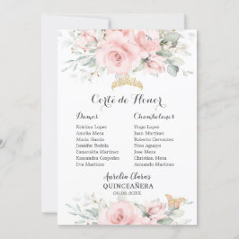 KINCEAÑERA Padrinos Damas Card för  Rosa Blommigt