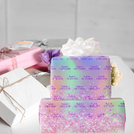 Kinceanera rosa glitter ro guld presentpapper