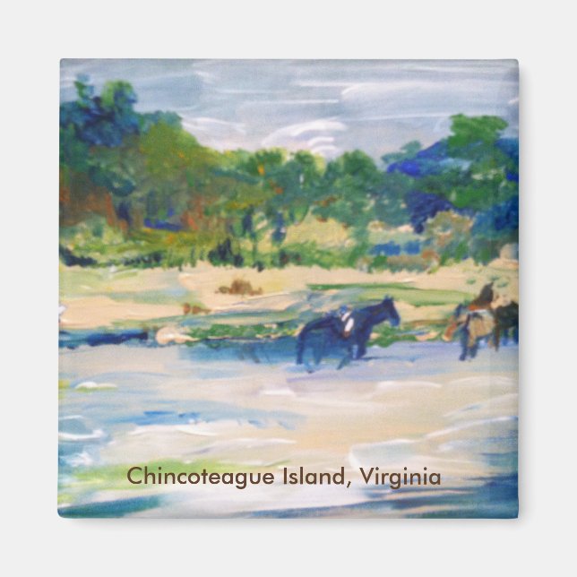 Kincoteague Island Horse Painting Magnet (Framsidan)