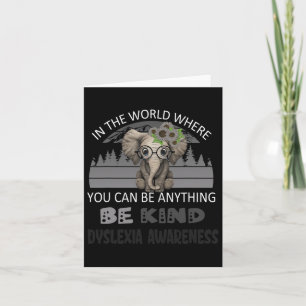 Kind Dyslexia Awareness Elephant Retro Background Kort