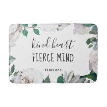 Kind Heart Fierce Mind Watercolor Bath Mat