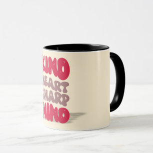 Kind Heart Sharp Mind-citat i röd bubbelfont Mugg