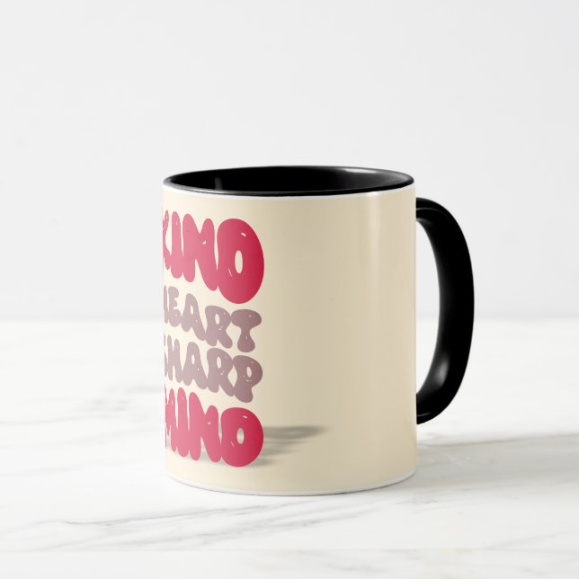 Kind Heart Sharp Mind-citat i röd bubbelfont  Mugg (Framsida höger)