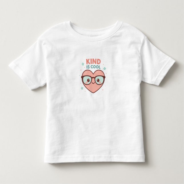 Kind Is Cool Heart – Cute Toddler Girl T-Shirt (Framsida)