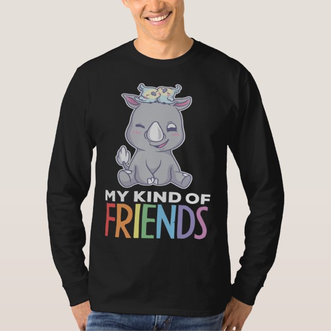 Kind Of Friends Parrot Bird Save Rhino Animal Kids T Shirt (Framsida)