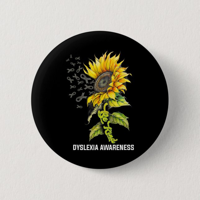 Kind Solros Dyslexia Awareness Knapp (Framsida)