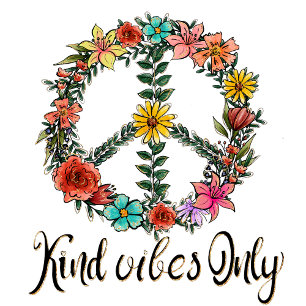 Kind vibes endast blommigt i fredsteckenet Kvinnor T Shirt