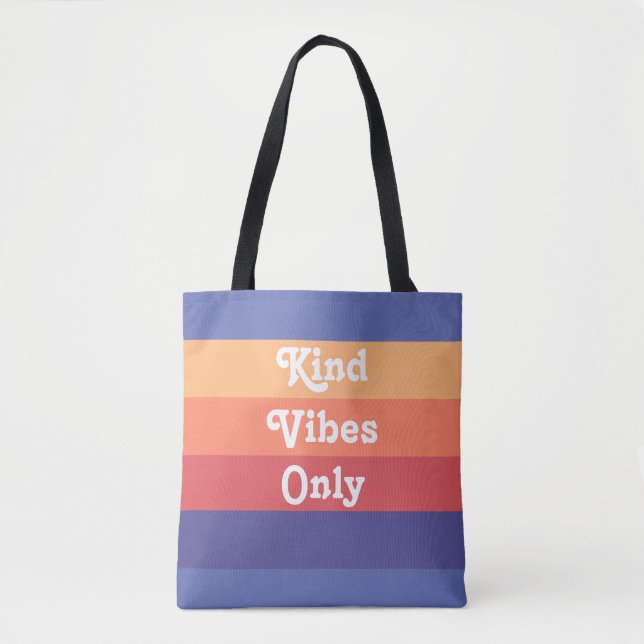 Kind Vibes Only Retro Rand Tygkasse (Framsida)