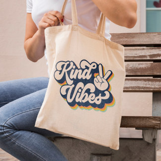 Kind Vibes Retro Inspirational Tygkasse