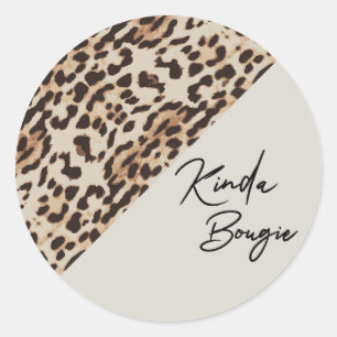 Kinda Bougie Beige Leopardprint Runt Klistermärke
