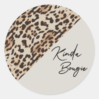 Kinda Bougie Beige Leopardprint Runt Klistermärke
