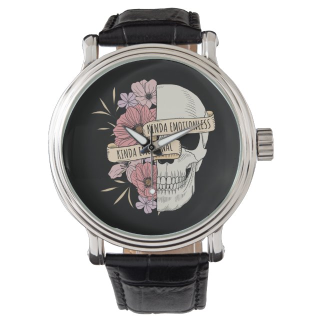 Kinda Emotional Skull & Flowers Armbandsur (Framsida)