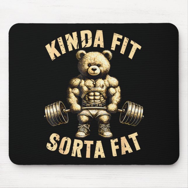 Kinda Fit Sorta Fat - Funny Gym Bear Weightlifting Musmatta (Framsidan)
