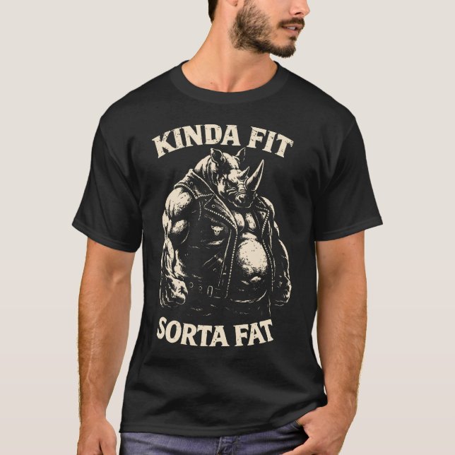 Kinda Fit Sorta Fat Funny Gym Workout T Shirt (Framsida)
