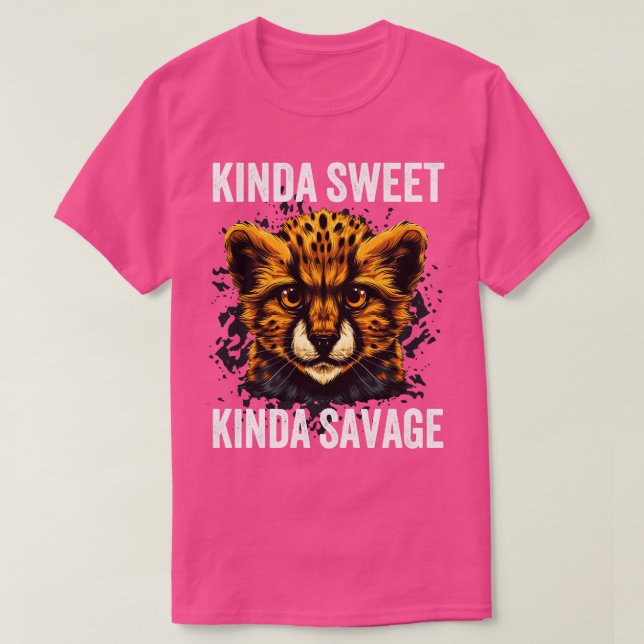 Kinda Sweet Kinda Savage Cute Cheetah T Shirt (Design framsida)