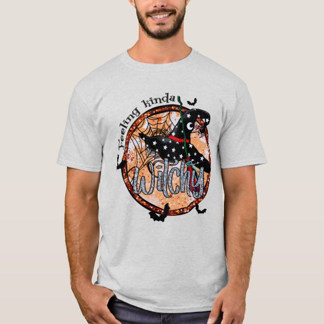 Kinda Witchy - Halloween Witch Hat and Bro T Shirt (Framsida)