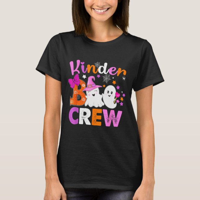 Kinder Boo Crew Kindergarten Teacher Kids Hallowee T Shirt (Framsida)