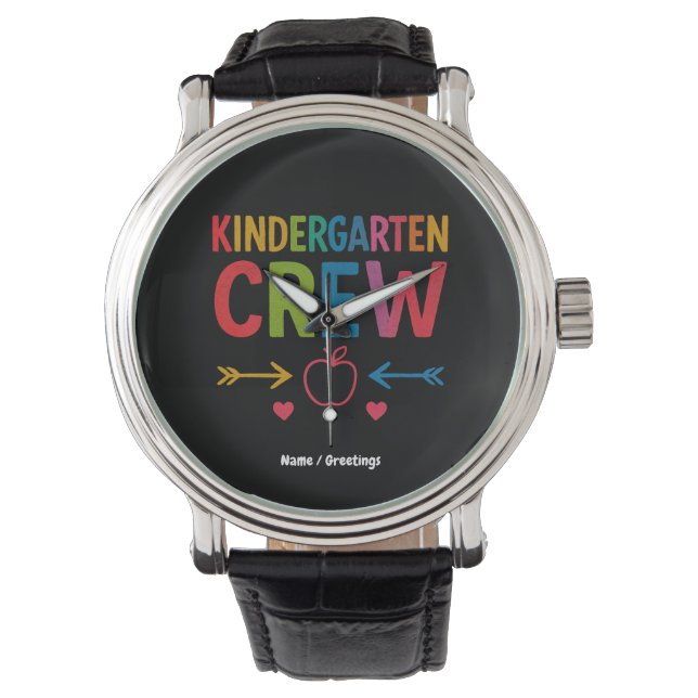 Kinder Crew Funny Kindergarten Roligt Back to scho Armbandsur (Framsida)