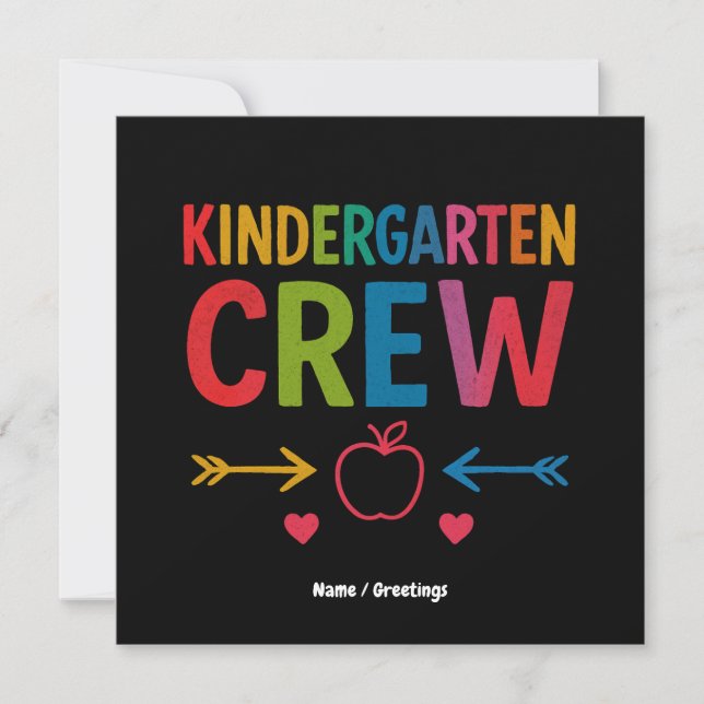 Kinder Crew Funny Kindergarten Roligt Back to scho Inbjudningar (Framsida)