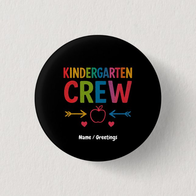 Kinder Crew Funny Kindergarten Roligt Back to scho Knapp (Framsida)