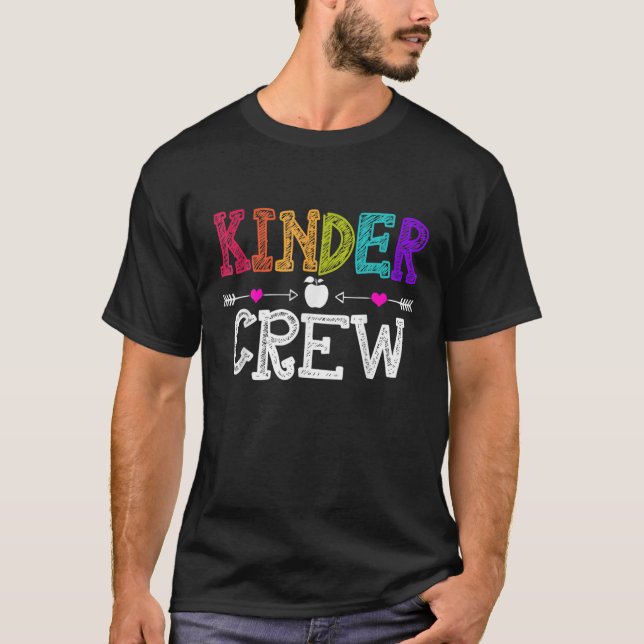 Kinder Crew Funny Kindergarten Teacher 1St Day Of T Shirt (Framsida)