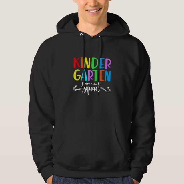 Kinder Crew Kindergarten Squad Teacher 1:a dagen Hoodie (Framsida)