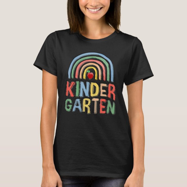 Kinder Crew Kindergarten Student & Lärare tillbaka T Shirt (Framsida)