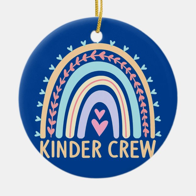 Kinder Crew Kindergarten Teacher Rainbow 1-dagen Julgransprydnad Keramik (Framsidan)