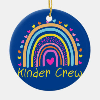 Kinder Crew Kindergarten Teacher Rainbow Heart Julgransprydnad Keramik