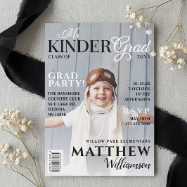 Kinder Grad Black Photo Magazine Cover Inbjudningar