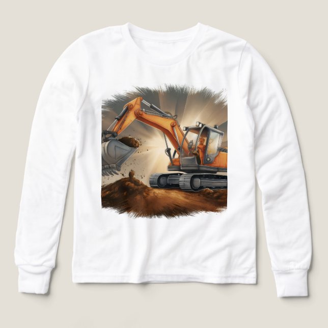 🚜 Kinder Pullover – Cooles Bagger Motiv  T Shirt (Design framsida)