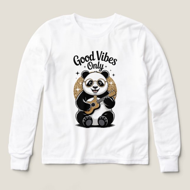  🐼🎸 Kinder Pullover – Süßer Panda mit Gitarre  T Shirt (Design framsida)