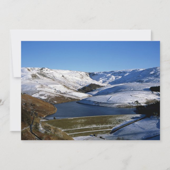 Kinder Reservoir Derbyshire England Helgdag Card Julkort (Framsida)