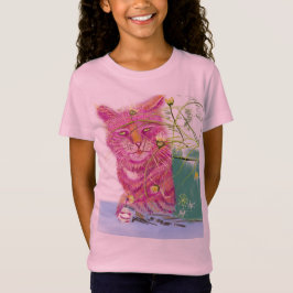 Kinder Shirt mit Katze Pfötchen in Pink.  T Shirt
