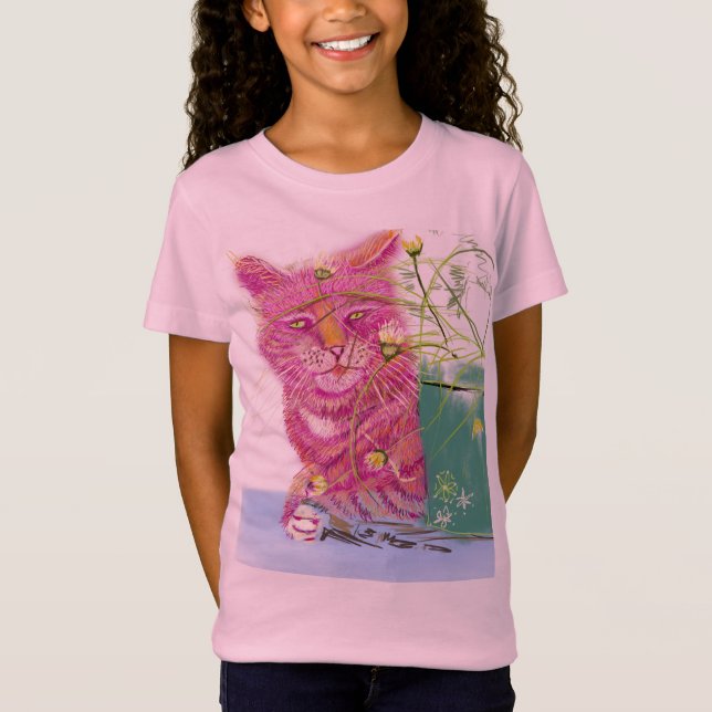 Kinder Shirt mit Katze Pfötchen in Pink.  T Shirt (Framsida)
