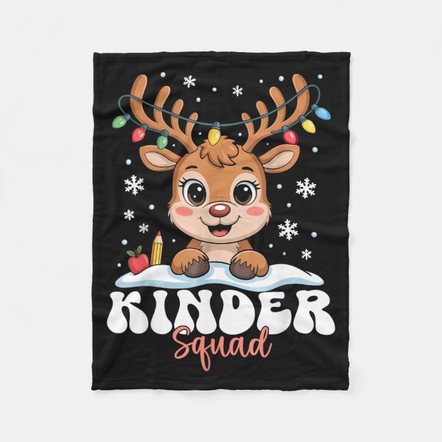 Kinder Squad Reindeer Christmas Lights Cute Winter Fleecefilt (Framsidan)