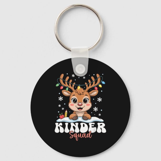 Kinder Squad Reindeer Christmas Lights Cute Winter Nyckelring (Framsida)