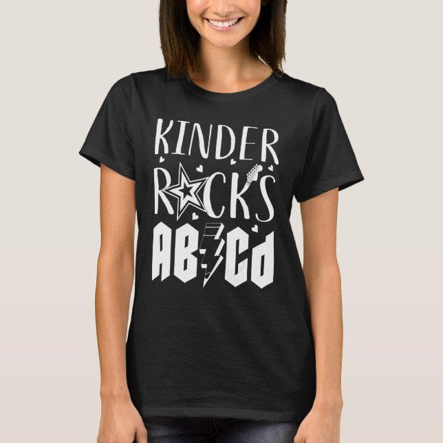 Kinder Sten ABCD första dagen i Kindergarten Schoo T Shirt (Framsida)