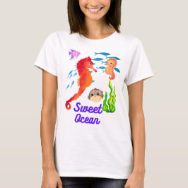 Kinder T- Shirt, süsses Seepferdchen im Ocean T Shirt
