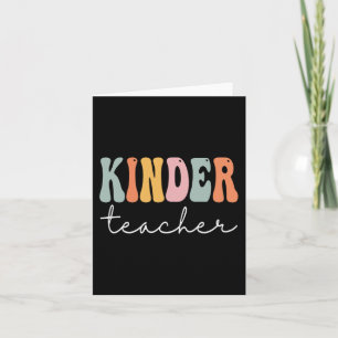Kinder Teacher Retro Groovy Women Lycklig First Da Kort