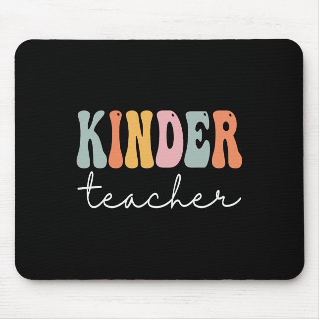 Kinder Teacher Retro Groovy Women Lycklig First Da Musmatta (Framsidan)