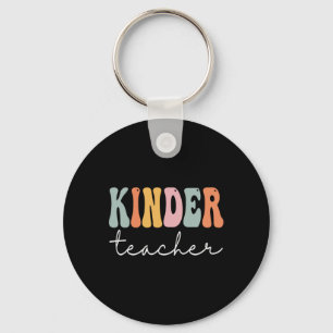 Kinder Teacher Retro Groovy Women Lycklig First Da Nyckelring