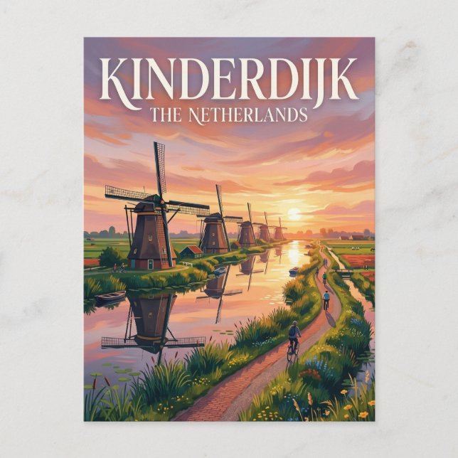 Kinderdijk cykelrutt Nederländerna Vykort (Framsida)