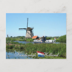 Kinderdijk kvarn och fartygHolland vykort