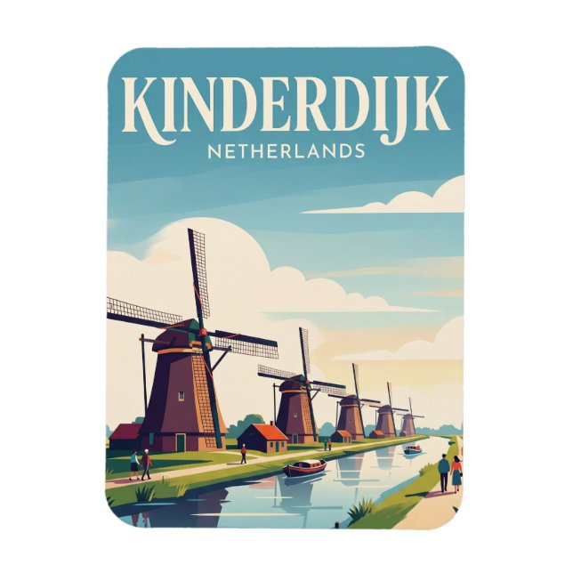 Kinderdijk Nederländerna Magnet (Vertikal)